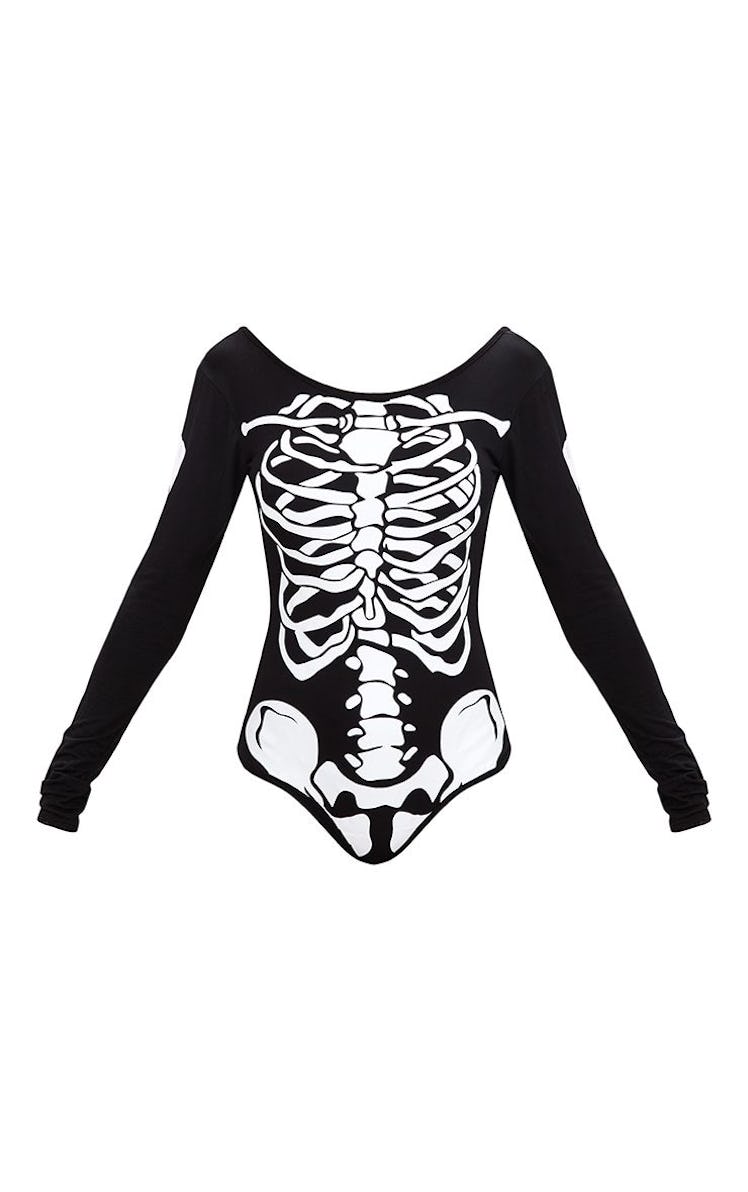 Morticia Black Skeleton Bodysuit