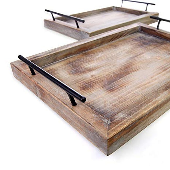 Bison Home Goods Wooden Serving Trays (Set of 2)