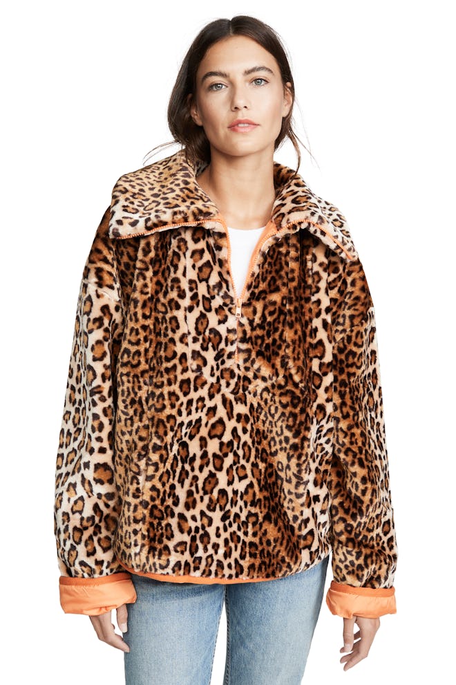 J.O.A. Leopard Half Zip Jacket