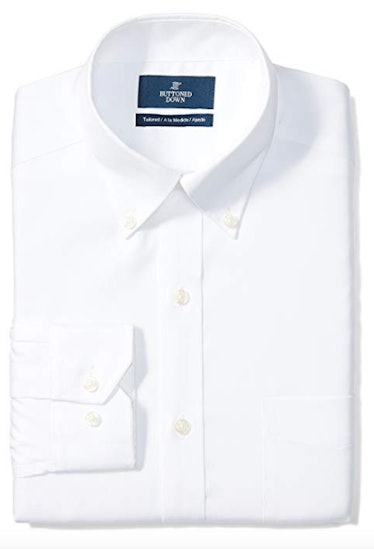 Men's Tailored Fit Button-Collar Solid Pinpoint Dress Shirt