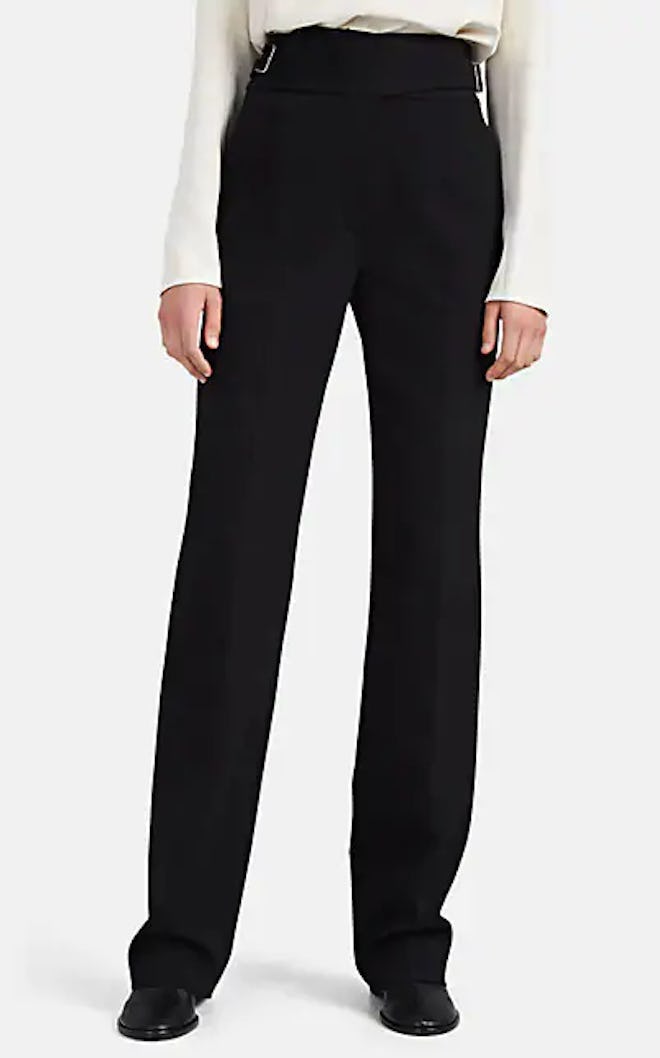 Miguel Belted Wool Straight-Leg Trousers