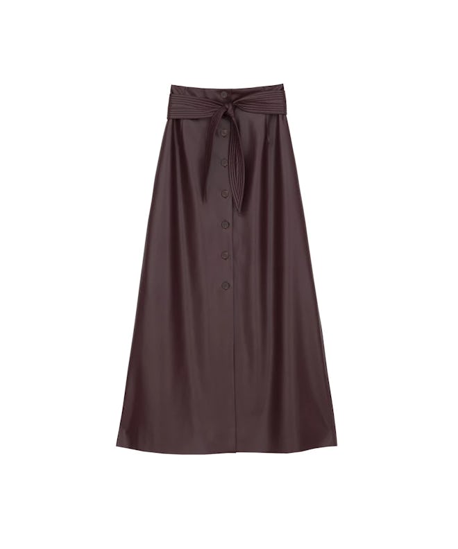 Vegan Leather Quilted Belt Skirt
