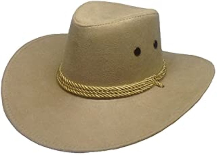 Thuizen Westworld Cowboy Hat Faux Felt Outdoor Trip Wide Brim Hat Microsuede