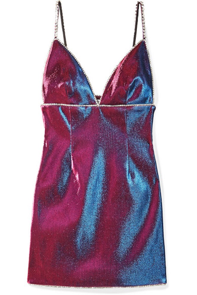 Crystal-Embellished Lurex Mini Dress
