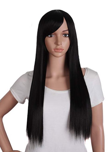 MapofBeauty Oblique Bangs Long Straight Wig
