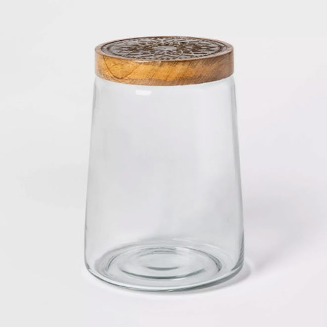 Glass Storage Container with Wood Lid