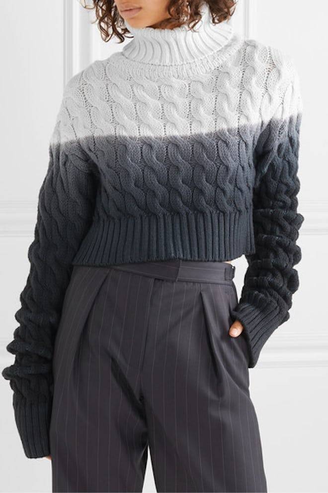 Ombré Cable-Knit Wool Turtleneck Sweater