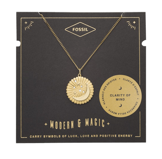 Moon + Star Pendant Gold-tone Stainless Steel Necklace