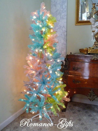 UNICORN Rainbow PASTEL Princess Slim Pencil Pre-Lit Christmas Tree 5 ft by 24"