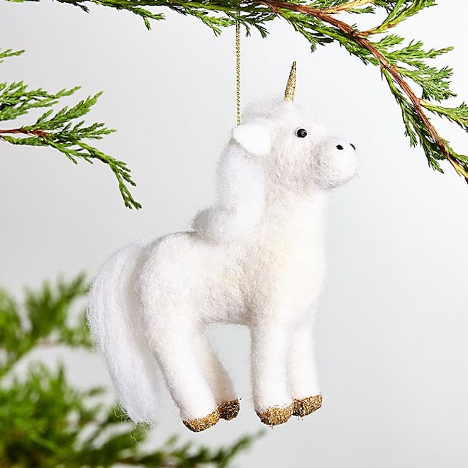 Boiled Wool Unicorn Ornament