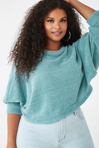 Plus Size Fuzzy Cropped Sweater