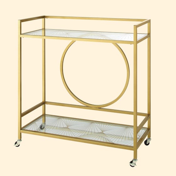 Better Homes & Gardens Nola Mid-Century Bar Cart, Gold Finish