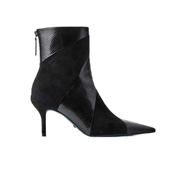 Patchwork Blue Collection Heeled Leather Ankle Boots