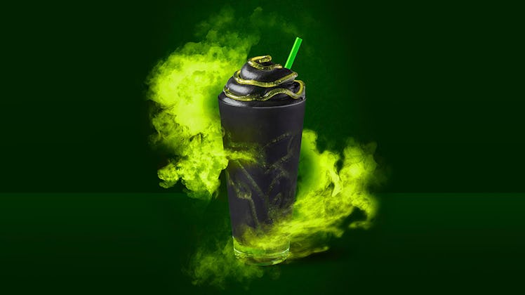 Starbucks' Halloween 2019 Phantom Frappuccino comes with green slime.