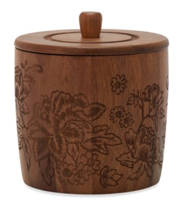 Tropical Toile Engraved Wood Ice Bucket by Drew Barrymore Flower Home