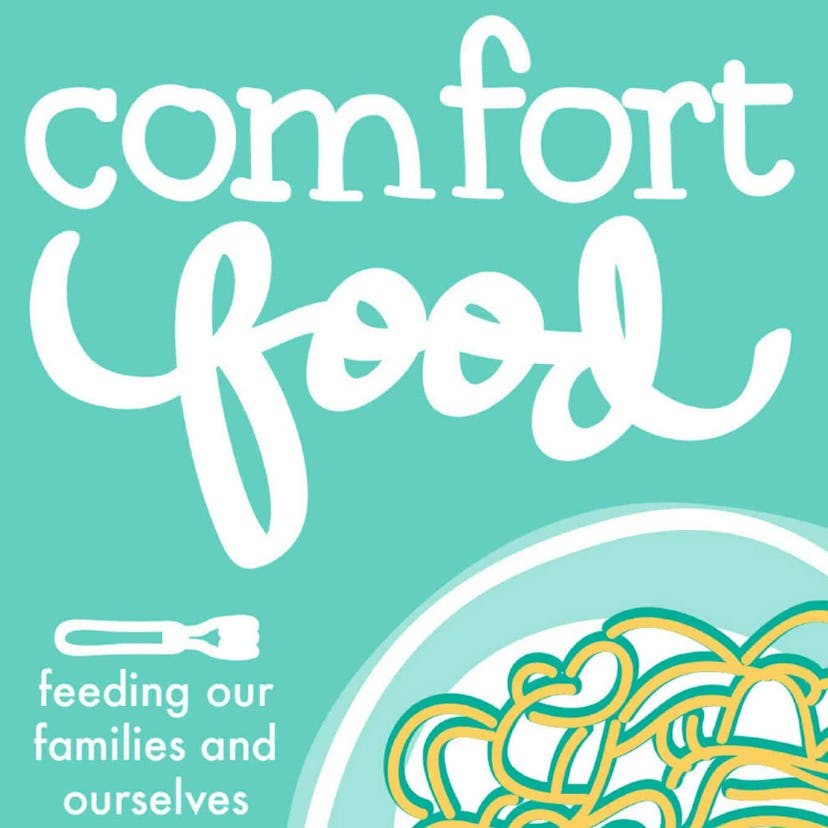 A title card for the Comfort Food podcast featuring a graphic of a bowl of spaghetti. 