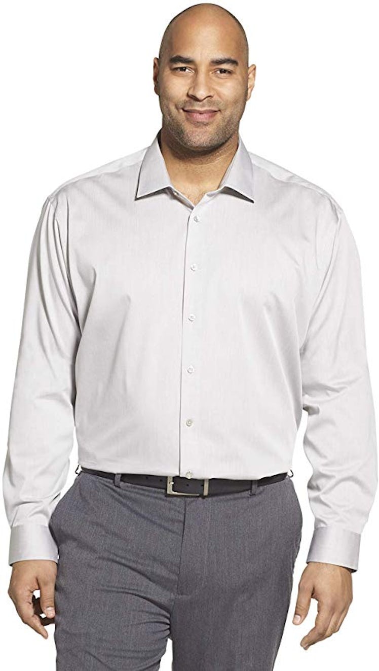 Calvin Klein Men's Big and Tall Herringbone Dress Shirt