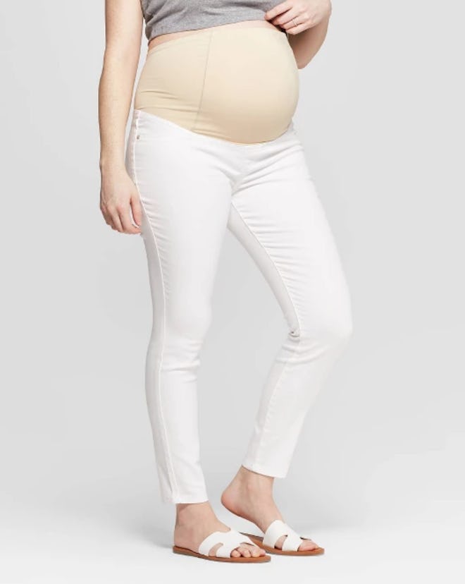Isabel Maternity by Ingrid & Isabel Maternity Crossover Panel White Skinny Jeans