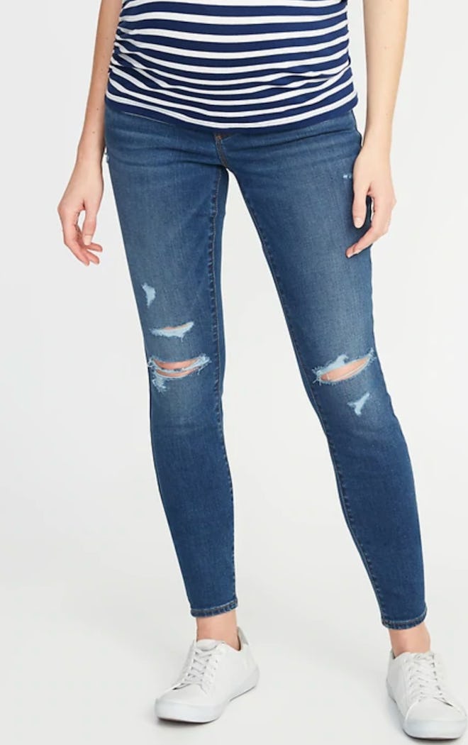 Old Navy Maternity Front-Low Panel Distressed Skinny Jeans