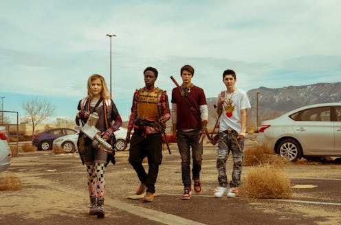 Alyvia Alyn Lind as Angelica, Austin Crute as Wesley Fists, and Colin Ford as Josh Wheeler in Netfli...