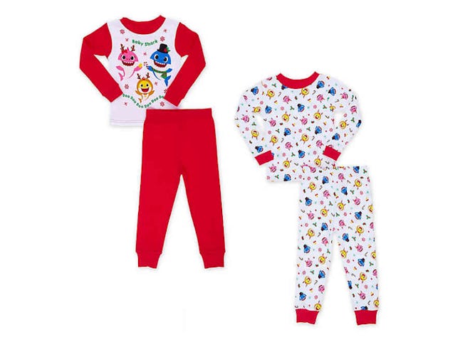 Baby Shark Christmas Toddler Pajama Set in Red set of 2