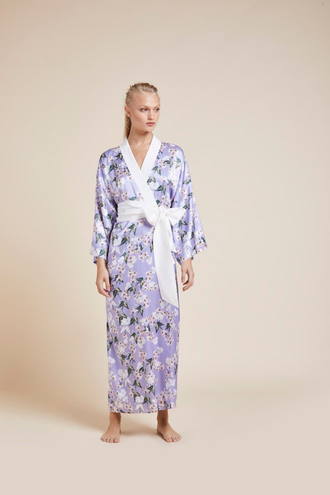 Queenie Apple Blossom Full Length Silk Kimono 