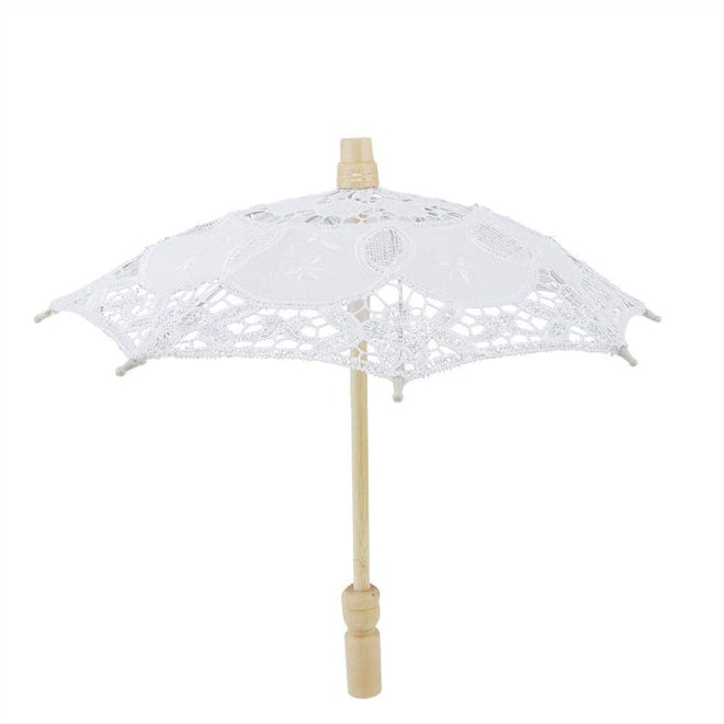 AUNMAS Bridal Umbrella White Handicraft Lace Cotton Embroidery Parasol