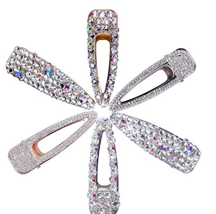 Fani - 6 Pack Gold Silver Alligator Hair Clips Crystal Duck Bill Hair Barrettes Large Geometric Wedd...