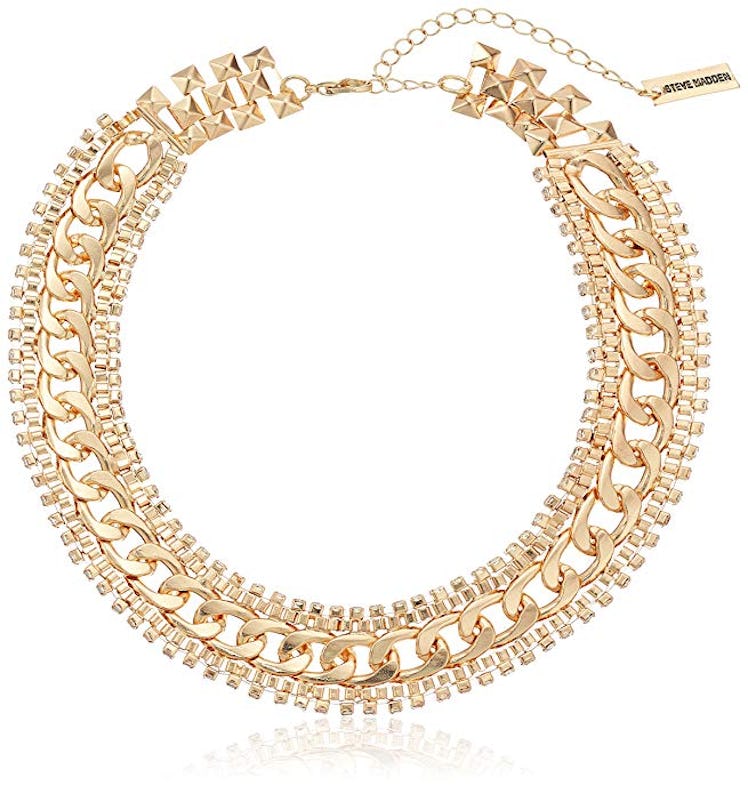 Steve Madden Rhinestone Chain-Link Necklace