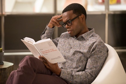 Chidi reads a book which clues us in on this The Good Place theory for a final seaso