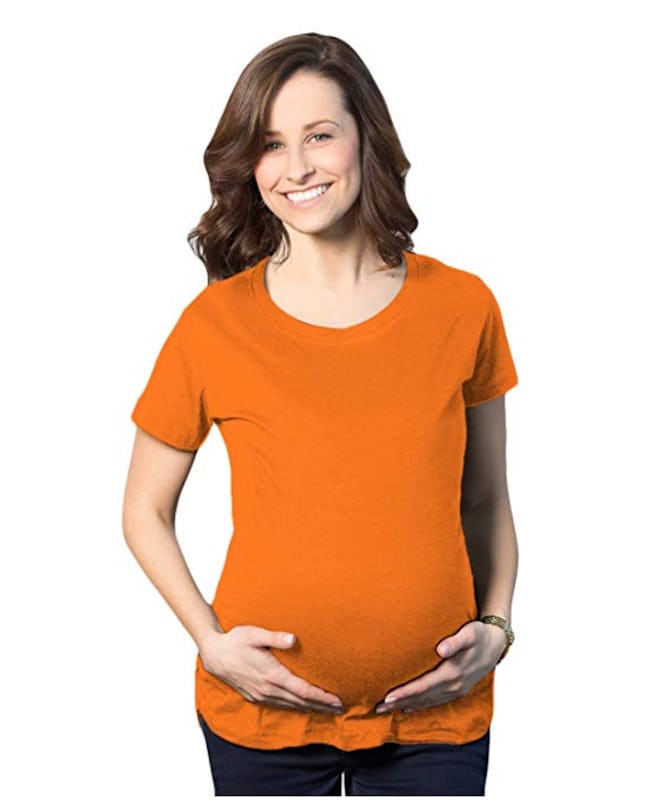 Crazy Dog Women's Maternity Shirt Plain Orange