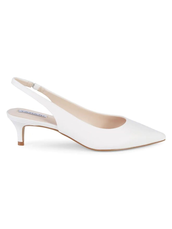 Tahari Kitten-Heel Leather Slingback Pumps