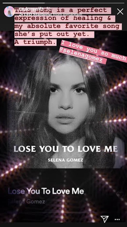 Taylor Swift supports Selena Gomez's "Lose You To Love Me"