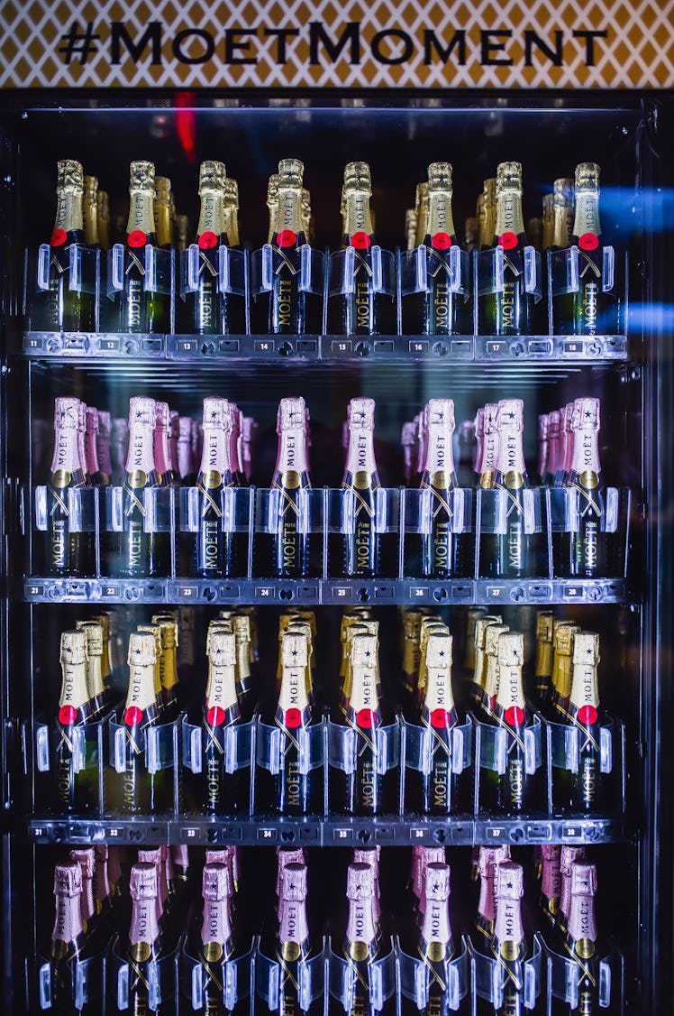 Bottles of Moët & Chandon Champagne are in a vending machine in The Lexington Hotel in New York City...
