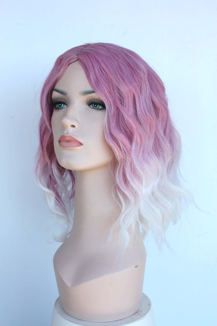 Dusty Orchid White Ombre Shoulder Length Wavy Wig