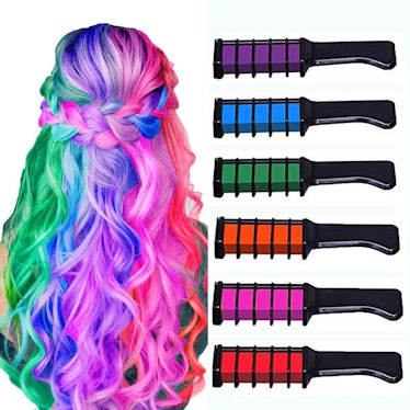 New Hair Chalk Comb Temporary Bright Hair Color Dye (6-Pack)