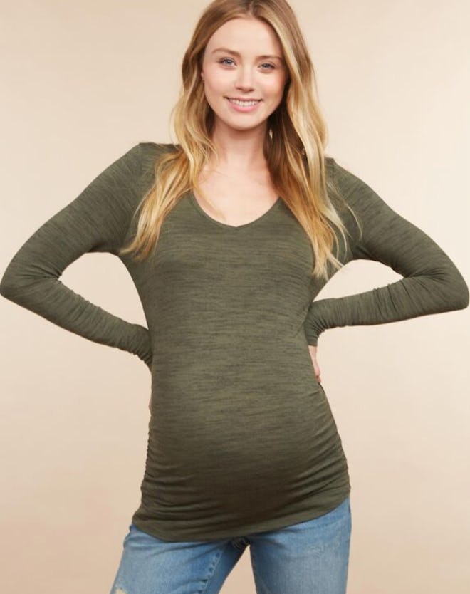 Motherhood Maternity Long Sleeve Side Ruched Maternity T Shirt