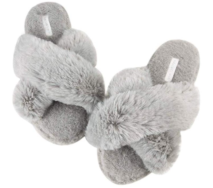 Women's Cross Band Soft Plush Fleece Slippers