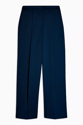 Navy Satin Wide Leg Trousers