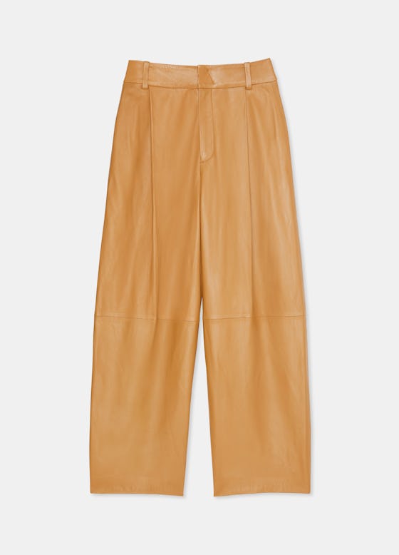 Cropped Leather Wide Leg Pant