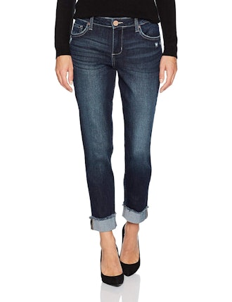 Riders By Lee Indigo Fringe Cuff Boyfriend Jean