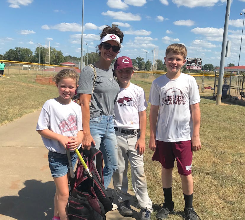 Bridgett Spillers and her kids on a baseball field.