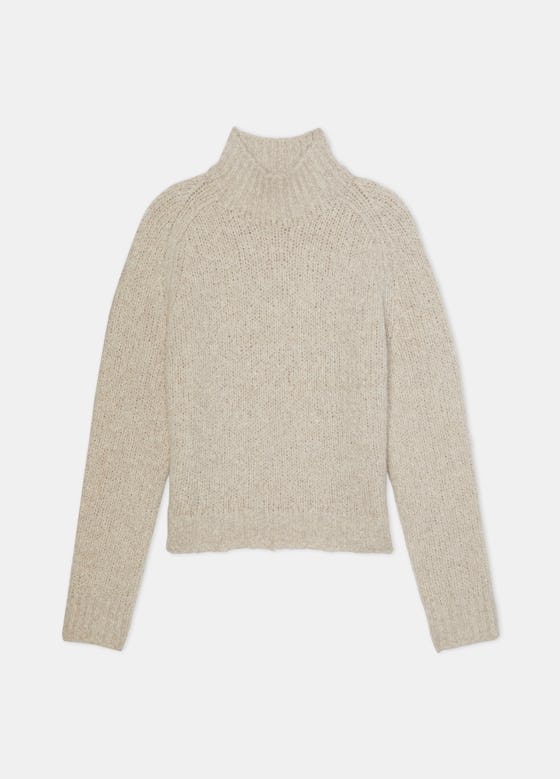Textured Saddle Sleeve Turtleneck
