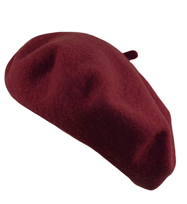 Deewang Traditional Women's Men's Solid Color Plain Wool French Beret One Size