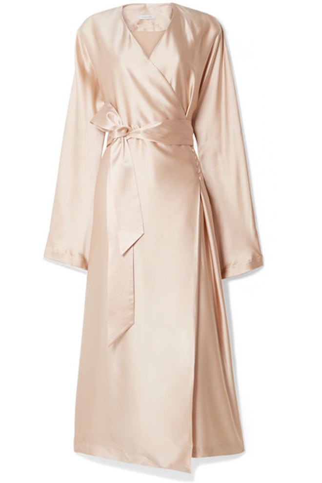 Eleni Belted Silk-Satin Wrap Dress