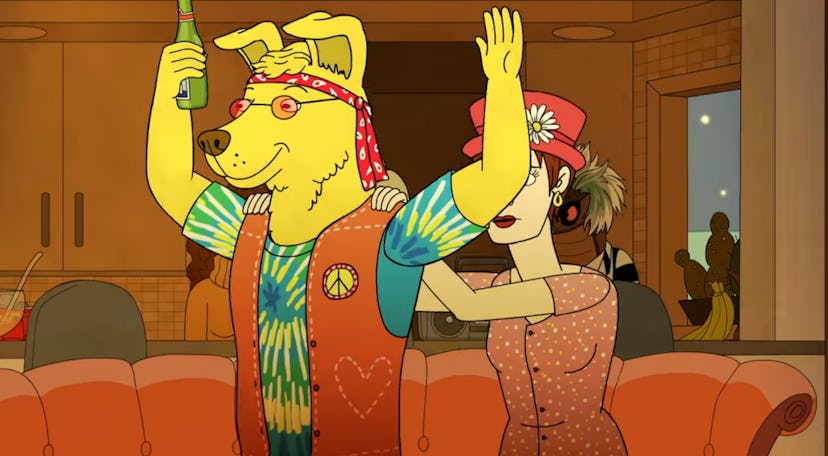 Mr. Peanutbutter (voiced by Paul F. Tompkins) reacting to Erica in BoJack Horseman