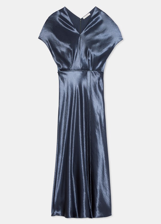 Metallic Flutter Sleeve Dress