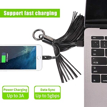 Oneenjoy Lightning to USB Leather Tassel Keychain