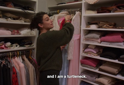 Jenny Slate in her Nana's closet in Netflix special Stage Fright