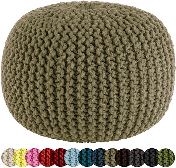 Cotton Craft Hand-Knitted Cable Style Dori Pouf